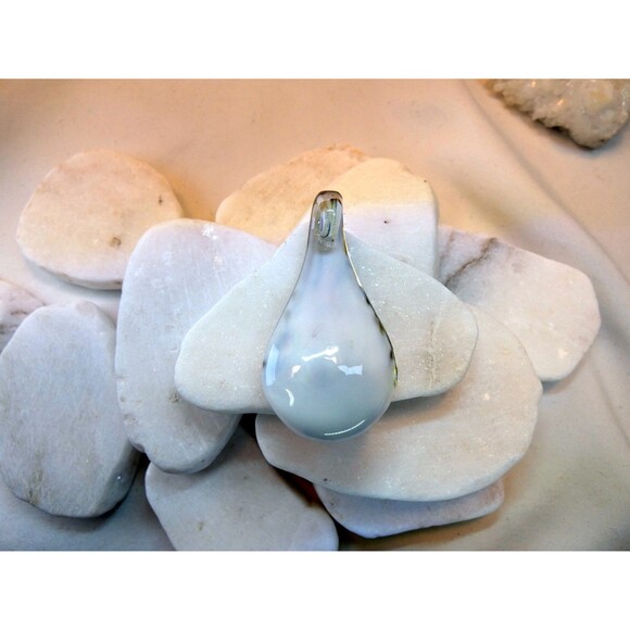 Murano Hand Blown Pink Floral Glass Pendant Copper Yellow Blue - Picture 7 of 9